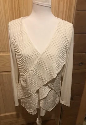 Blusa NY Collection Decote V Profundo Branca Manga Longa Tamanho XLarge ~ Excelente Estado Usado ~ *UAU* - Imagem 1 de 4