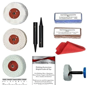 Bench Grinder Metal Polishing Buffing Kit 3” x ½” Mops Aluminium Alloy Brass - Picture 1 of 8
