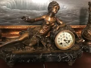 ANTIQUE: TRITTIC CANDLESTICKS & WATCH. WONDERFUL AND VERY RARE.GONON - Picture 1 of 12