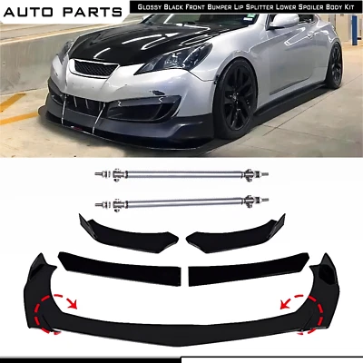 For Hyundai Genesis Coupe Front Bumper Spoiler Lip Splitter Body Kit Gloss Black - Imagem 1 de 4