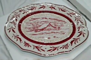 FITZ & FLOYD TOWN & COUNTRY RED/WHITE WINTER SCENE CHRISTMAS PLATTER IN BOX - Picture 1 of 12