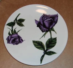 Vintage Purple Roses 1988 Plate ~ Made In China, 8"D - Picture 1 of 2
