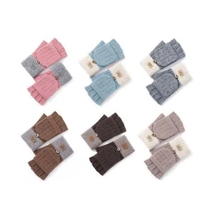 Knitted Wool Gloves Women Autumn Winter Outdoor Fingerless Gloves Windproof Warm - Picture 1 of 16