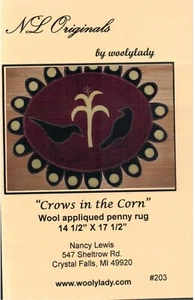 Crows in the Corn Quilt Pattern Wool Table Topper Penny Rug Easy - Picture 1 of 2