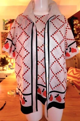 FREE SHIP! VTG 1960s 2 Piece Top Polka Dot & Apples XL Brady Bunch Retro - Image 1 of 4