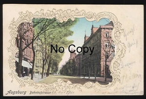 AK Augsburg Bahnhofstrasse Straßenansicht Gierlande erhaben geprägt gel.1901 - Bild 1 von 2