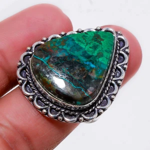Sanora Chrysocolla Pear Shape Gemstone Ring Handmade Fashion Jewelry 9" FR 525 - Picture 1 of 7