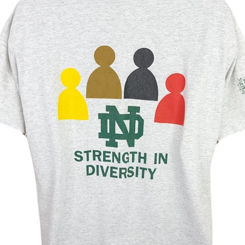 Notre Dame Fighting Irish T Shirt Vintage 90s Strength In Diversity USA Size XL Cover