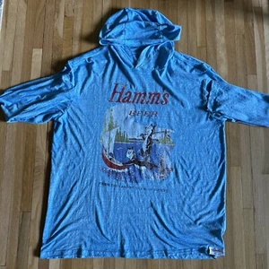 Hamms Beer Lightweight Hooded Shirt Mens XL Blue Angry Minnow - Picture 1 of 8