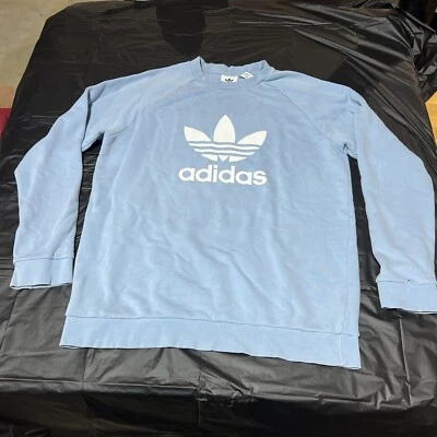 Adidas Mujer Original Trifolio Pullover Suéter Grande Azul Grande Logo Sudadera Foto 1 de 4