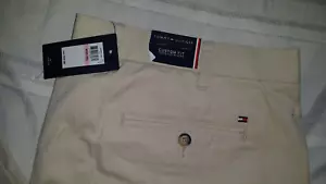 Tommy Hilfiger Men's Khaki Flat Front Cotton Pants SZ 40X32 $75 - Picture 1 of 5