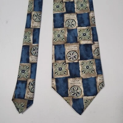 Corbata Estructura Cuello Viaggio In Italia Estampado Barroco Adulto 100% Seda Hecha en EE. UU. Foto 1 de 4