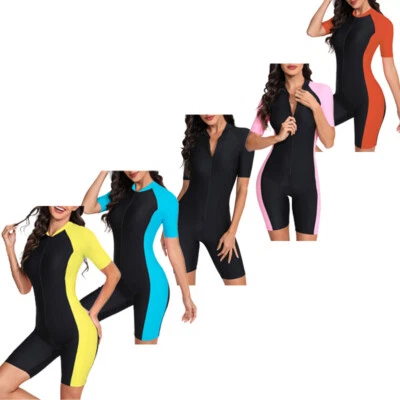 Frauen Bademode Gymnastik Trikot Ausbildung Jumpsuit Patchwork Kostüm Baden - Bild 1 von 4