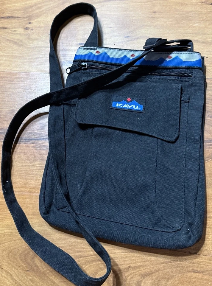 Kavu Mini Keeper Black Sling bag crossbody Shoulder Purse Handbag Ribbon Logo - Image 1 of 4