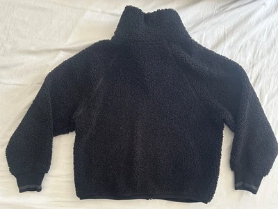 Joy Lab Women's XL Jacket Black Faux Fur Sherpa Teddy Full Zip Long Sleeve - Image 1 of 4