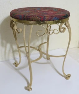 Vintage Waschtisch Hocker Bank Eisen Metall handgearbeitet 14,25" -Zoll Sitz 17,75" hoch - Bild 1 von 12