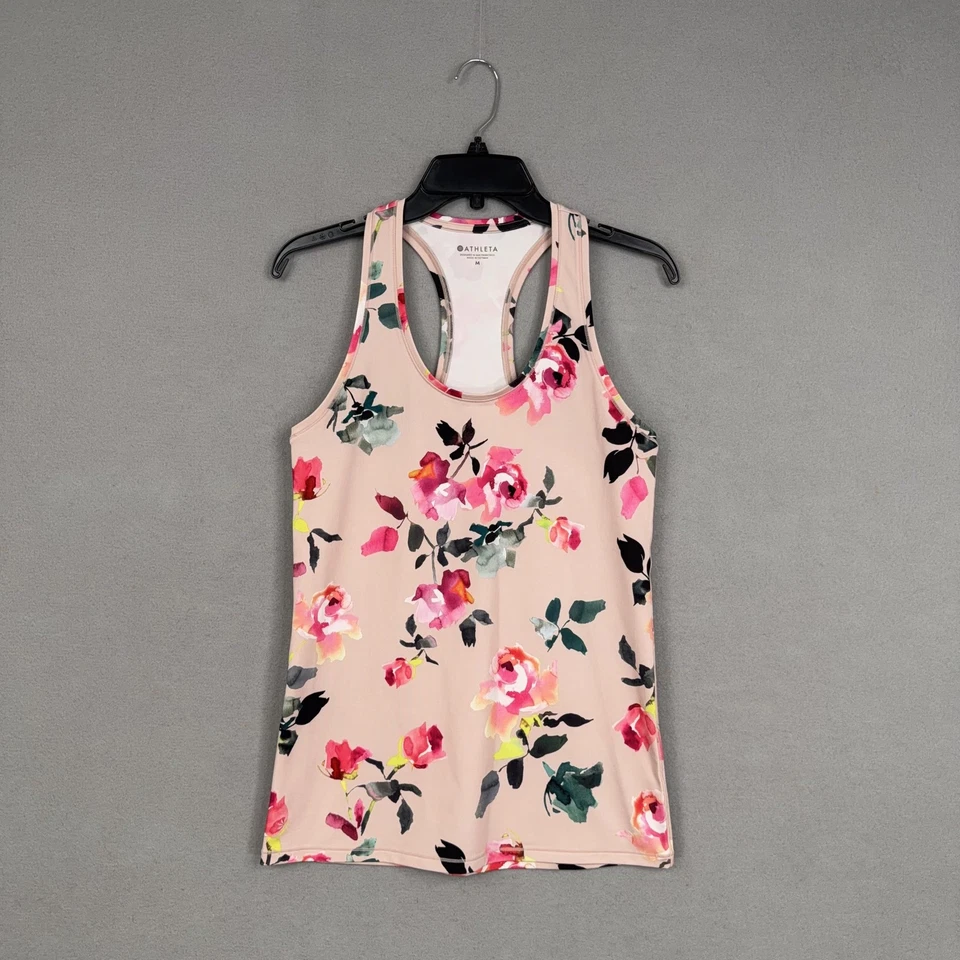 Athleta Майка женщин средний розовый цветочный спортивная спортзал тренировки йоги - Изображение 1 из 4