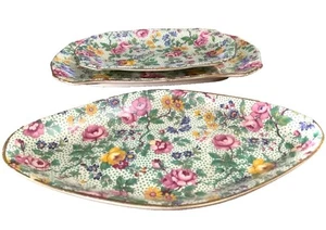 ANTIKES 3ER SET CRANSTONE ROYAL WINTON GRIMWADES ENGLAND CHINTZ TABLETTS TELLER - Bild 1 von 21