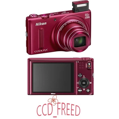 Nikon COOLPIX S9600 Digital Camera 16.0 MP 22x Optical Zoom English Language Red - Image 1 of 4