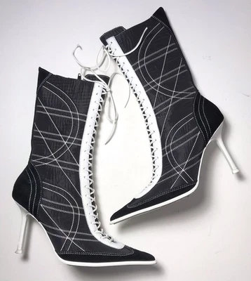 Высокие сапоги на шпильке Jeffrey Campbell Pep Rally Y2K на шнуровке с заостренным носком размер 7 - Изображение 1 из 4