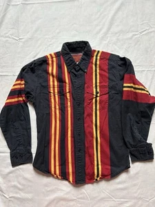VTG Wrangler Rustler rodeo button down Size Youth Large Cowboy striped red black - Picture 1 of 8
