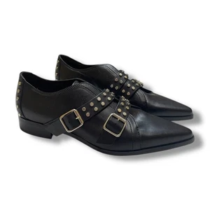 NEW! Diesel Black Gold Womens Leather Studded Biker Loafers SIZE38 - Picture 1 of 9