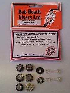 KIT DE TORNILLOS DE PANTALLA DE CARENADO DE MOTOCICLETA, VISERAS DE HEATH BOB, TORNILLOS M5 PLÁSTICO TRANSPARENTE - Imagen 1 de 1