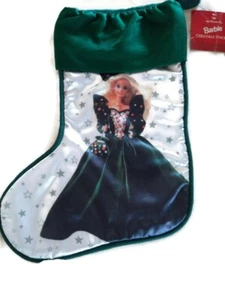 Vintage Barbie Christmas Stocking 1995 Green Holiday Hallmark Mattel XSH3199 NEW - Picture 1 of 3