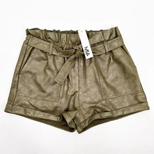 Mia New York Girls Size XL Metallic Olive Green Faux Suede Shorts - Picture 1 of 9