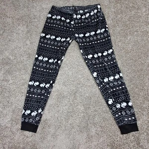 Joe Boxer Women's Pajama Fleece Soft Leggings Snow Bunny's Black X-Large - Picture 1 of 8