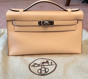 Hermes Kelly Pochette - Rose Eglantine, Swift Leather, Palladium Hardware - Picture 1 of 5