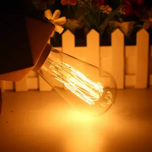 E27 40W Edison ST64 Pear Bulb Industrial Dimmable Squirrel Cage Lamp Indoor 220V - Picture 1 of 12