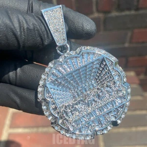Colgante Hip Hop 14k Plato Plata Aleación Última Cena Helado Bling Circonita Cúbica - Imagen 1 de 3