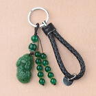 Pixiu Pendants Leather Car Keychain Carved Jade Keychains Key Ring Key Holder