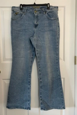 Pantalones de mezclilla elásticos Zana-Di para mujer Y2K Bootcut azul Ramie mezcla de algodón talla 18 Foto 1 de 4