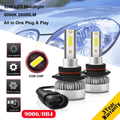 2X Mini 9006 HB4 55W 26000LM Car LED Headlight Lamp Bulb Kit Xenon White 6000K - Image 1 of 4