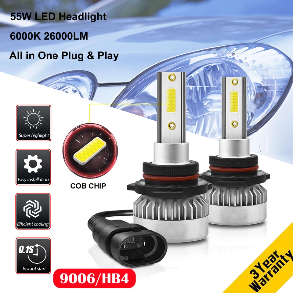 2X Mini 9006 HB4 55W 26000LM Car LED Headlight Lamp Bulb Kit Xenon White 6000K - Image 1 of 4
