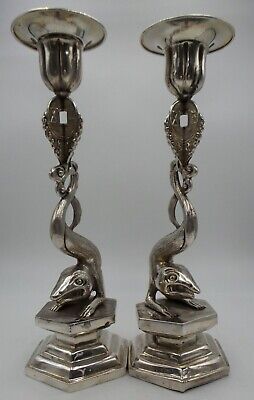 Pair Of Incredible Antique 19th Century Chinese Export Silver Candle Holders • 3,582.16$