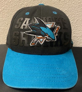Vtg 90s Rare NHL San Jose Sharks Logo Script Snapback Hat Cap Old Time Hockey - Picture 1 of 9