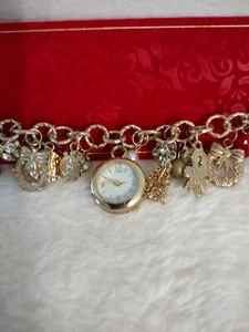 Charm Bracelet Watch Christmas Candycane Snowflake "8" Macy's (Working Watch) - Picture 1 of 7