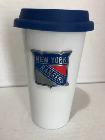 NHL New York Rangers Hockey Team Ceramic Coffee Tea Tumbler 20 oz White Cover