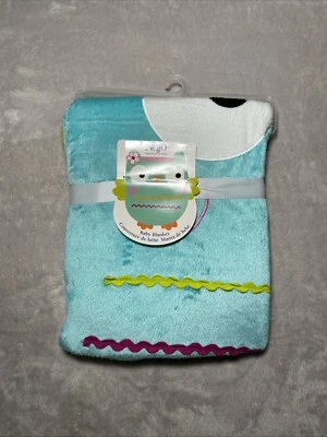 Manta Bebé Azul Nojo Búho Pájaro Flor Suave Felpa Vellón Seguridad Lovey 32"x32" Foto 1 de 3