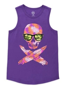 Wonder Nation Boys Tank Top MEDIUM (8) Purple W Skull Feathers Camo Glasses  - Picture 1 of 1