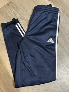 Adidas Boys Size Large Sweatpants Joggers Tight Leg Lined Pockets Dark Blue - Picture 1 of 5
