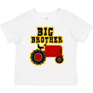 Inktastic Red Tractor Big Brother Toddler T-Shirt Farm Cute Dot Sibling Idea For - Picture 1 of 17