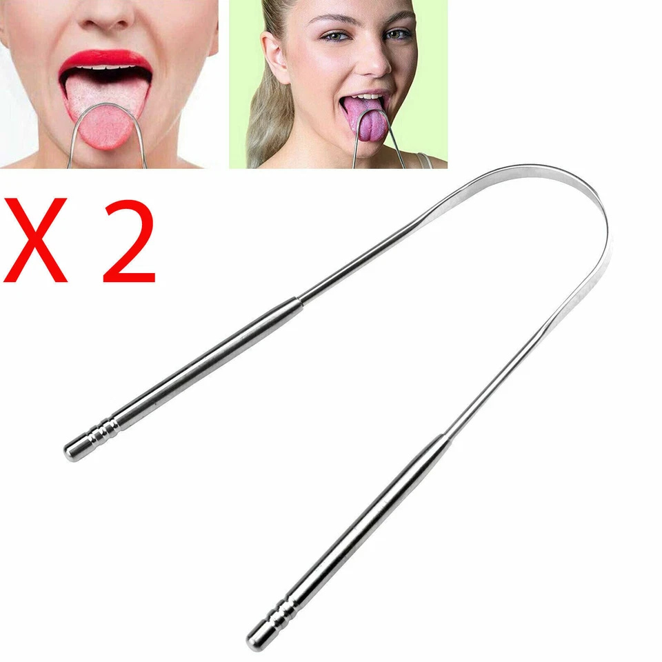 Raspador de Lengua Limpiador Acero Inoxidable Dental Fresco Aliento Limpieza Oral Tounge Foto 1 de 1