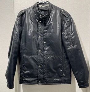 Vintage Bogner Ski Jacket Lightweight Mens Hipster Sz 42 Large Black Snap Zip - Picture 1 of 14