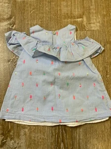 Kate Spade 18m Baby Child Toddler blue white stripe dress popsicle cold shoulder - Picture 1 of 5