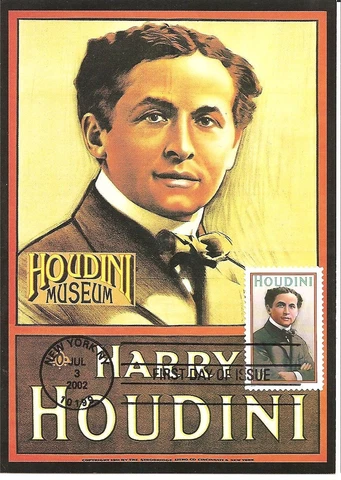 Harry Houdini Magic Magician Entertainer USA FDC Maximum Card Scott #3651 Cover