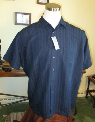 Van Heusen Men's Short-Sleeve Button Shirt, Blue Striped, Size 2XL, NEW, Reg $50 - Image 1 of 4